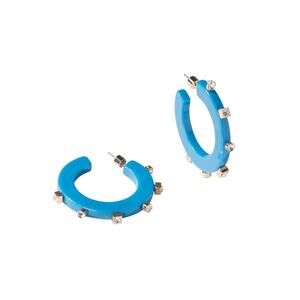 NEW SMITH & CO women's small city girl jewel hoop earrings in french blue